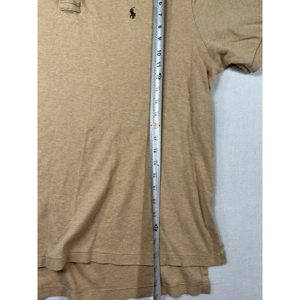 Polo Ralph‎ Lauren Mens XL Tan Khaki Short Sleeve Cotton Polo Shirt Pony Logo